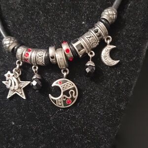 Vintage Chico's Leather Cord Charm  Necklace